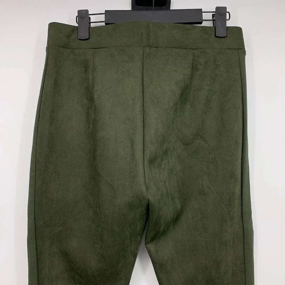 LOFT Leggings Green Faux Suede Zip Skinny Ankle Pull On - Picture 8 of 10